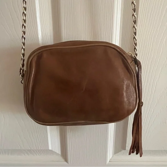 Nordstrom Brown Leather Flower Rosette Crossbody Bag - Picture 3 of 6